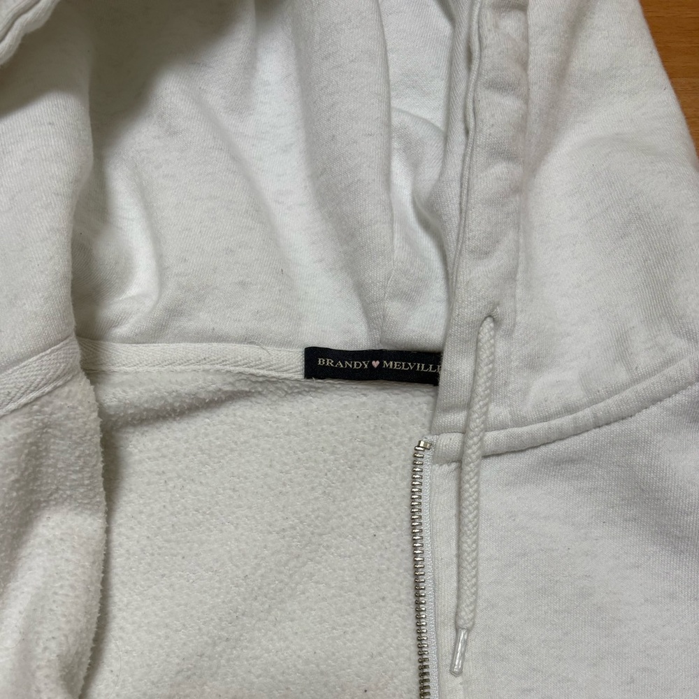 Brandy Melville Light Grey Zip-Up Hoodie - Picture 2 of 3